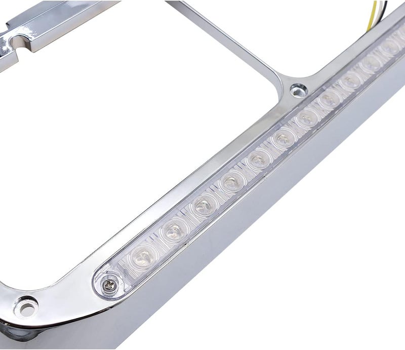 LEAVAN 2x Chrome Headlight Bezels 12" Amber LED Light with Visor 4x6 Light Strip Replacement for Kenworth T400 T600 T800 W900B W900L Peterbilt 378 379 Western Star 4900 Trucks (Clear Lens+Amber LED) - Image 3